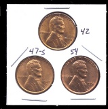 3 RED BU UNC ... Lincoln Wheat Back Cents