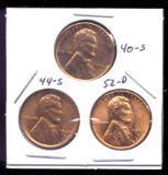 3 RED BU UNC ... Lincoln Wheat Back Cents