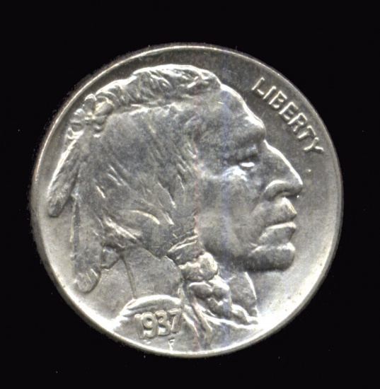 1937 ... FULL HORN  BU  UNC ... Buffalo Nickel
