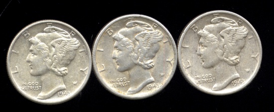 1943-P D S Set ... High Grade ... Mercury Dimes