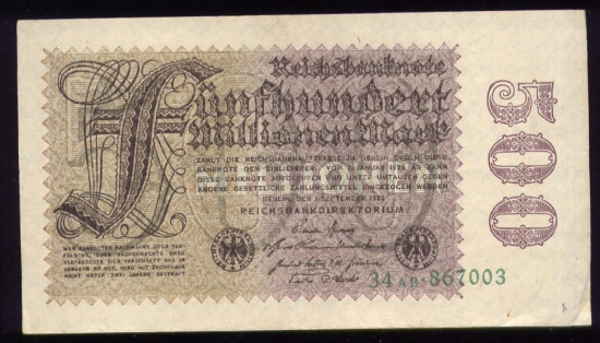 500,000,000 Marks ... Old German Banknote