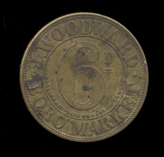 J. Woodward ... Boro Market ... 6d Token