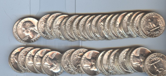 BU ROLL OF 1961-D WASHINGTON QUARTERS