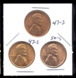 3 RED BU UNC ... Lincoln Wheat Back Cents