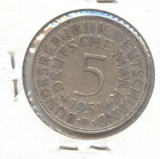1951-D GERMAN 5 MARK SILVER