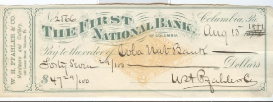 1880's INTERNAL REVENUE 2c IMPRINT