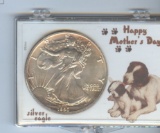 1990 AMERICAN SILVER EAGLE IN CUSTOM HOLDER