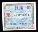 10 Sen  ... High Grade ... Japan Allied Occupation Note