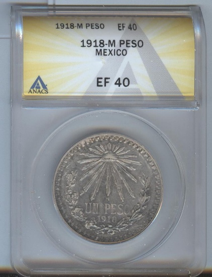 1918-M MEXICO 1 PESO EF-40