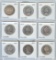 *NINE CANADIAN SILVER HALF DOLLARS