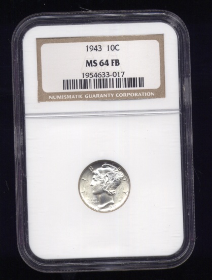 1943 ... NGC  MS-64  FB ... Mercury Dime