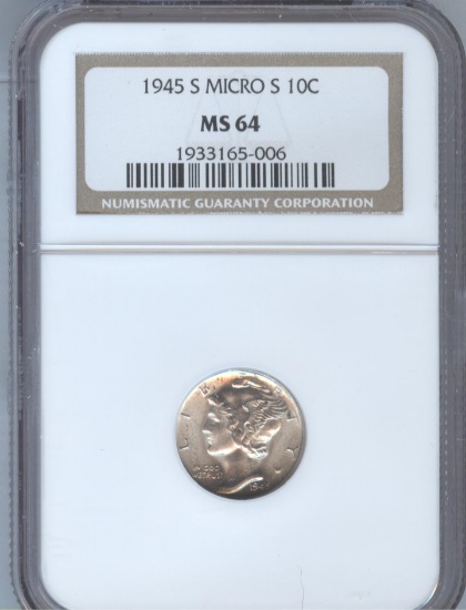 1945-s MICRO "S" MERCURY DIME