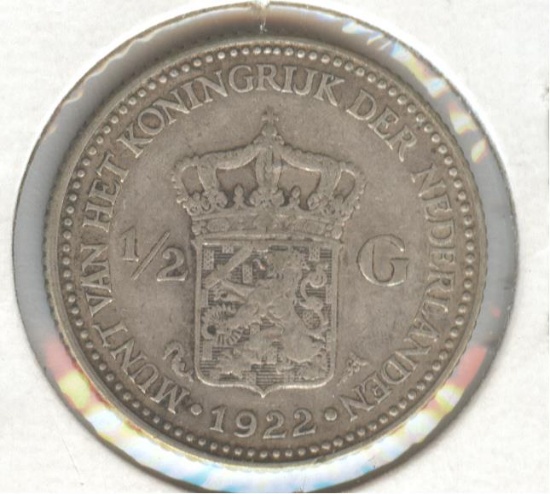 *1922 NETHERLANDS 1/2 GULDEN