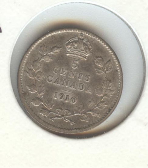 *1910 CANADIAN 5 CENT SILVER
