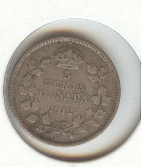 *1912 CANADIAN 5 CENT SILVER