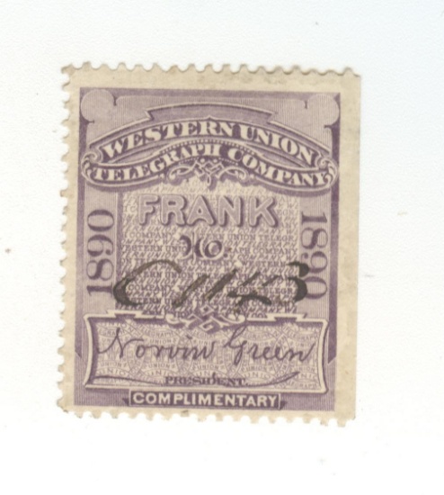 1890 WESTERN UNION FRANKING STAMP