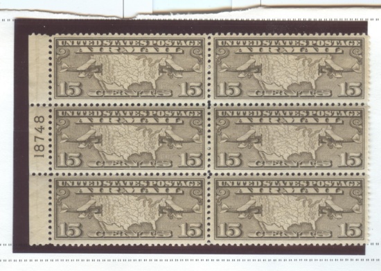 1926-27 AIR POST PLATE BLOCK OF 6