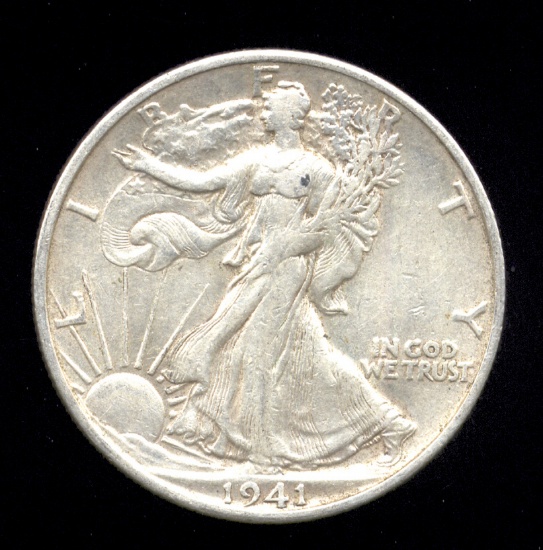 1941-S ...  AU+  ... Walking Liberty Half Dollar