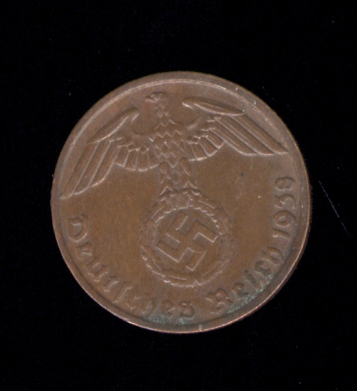 1938-D ... 1 Pfennig ... Nazi Old German Coin