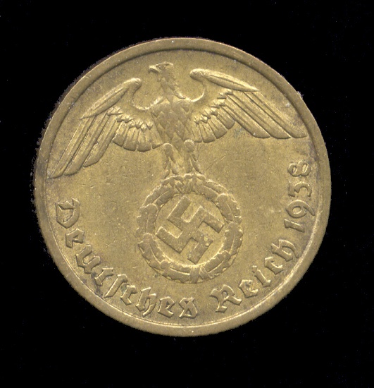 1938-F ... 10 Pfennig ... Nazi Old German Coin