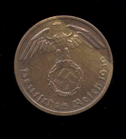 1939-A ... 1 Pfennig ... Nazi Old German Coin