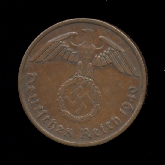 1940-A ... 2 Pfennig ... Nazi Old German Coin