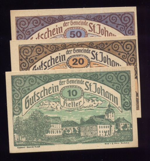3 Note Set ... 1920 Notgeld ... Old Money