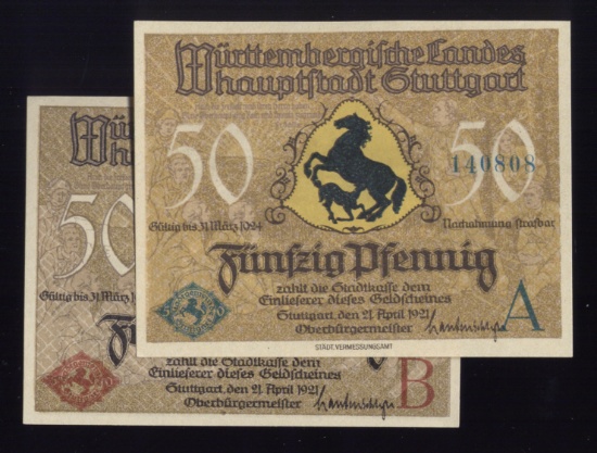 2 Note Set ... 1920 Notgeld ... Old Money