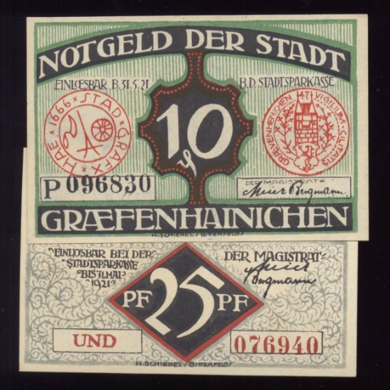 2 Note Set ... 1920 Notgeld ... Old Money