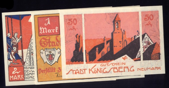 3 Note Set ... 1921 Notgeld ... Old Money