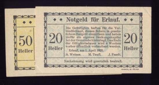 2 Note Set ... 1920 Notgeld ... Old Money