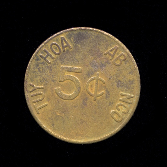 Tuy Hoa AFB  NCO ... 5 Cents ... Vietnam NCO Club Token