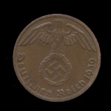 1939-D ... 1 Pfennig ... Nazi Old German Coin