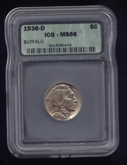 1938-D ... MS-66  ICG ... Buffalo Nickel