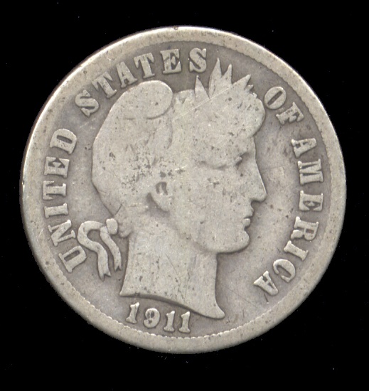 1911-S ...  Better Date ... Barber Dime