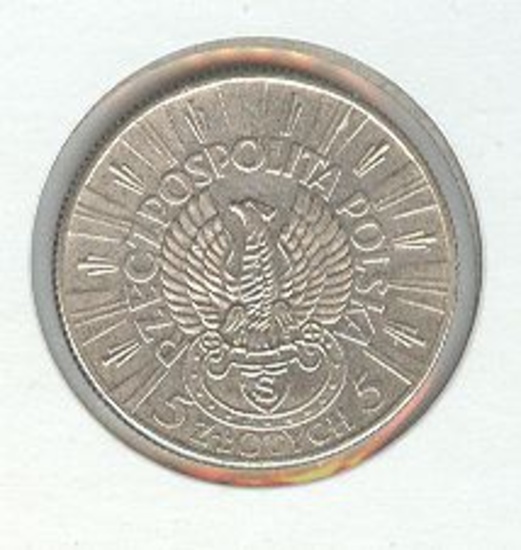 *1934 POLAND 5 ZLOTYCH, SILVER