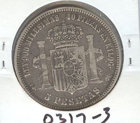 1871-SD/M SPAIN 5 PESETAS