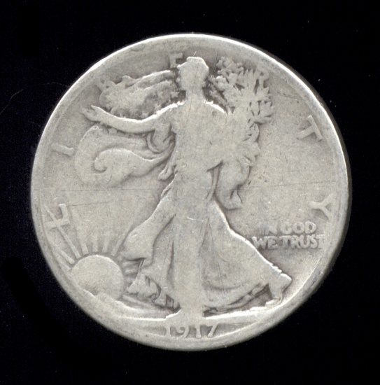 1917 ...  Bold Clear Date  ... Walking Liberty Half Dollar