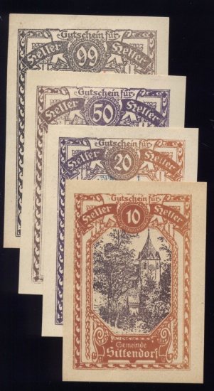 4 Note Set ... 1920 Notgeld ... Old Money