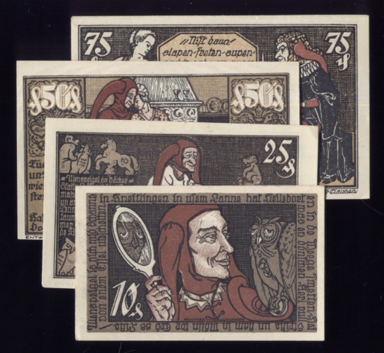 4 Note Set ... 1920 Notgeld ... Old Money