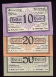 3 Note Set ... 1920 Notgeld ... Old Money