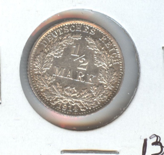 *1914-A GERMANY 1/2 MARK