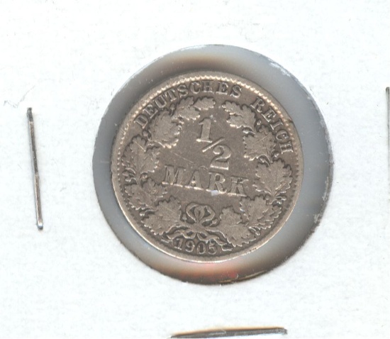 *1905-J GERMANY 1/2 MARK
