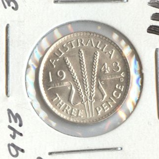 *1943-D AUSTRALIA 3 PENCE