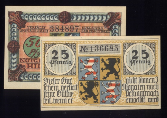 2 Note Set ... 1920 Notgeld ... Old Money