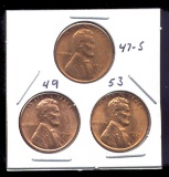3 RED BU UNC ... Lincoln Wheat Back Cents