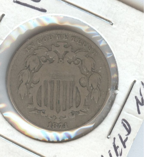 1874 SHIELD NICKEL