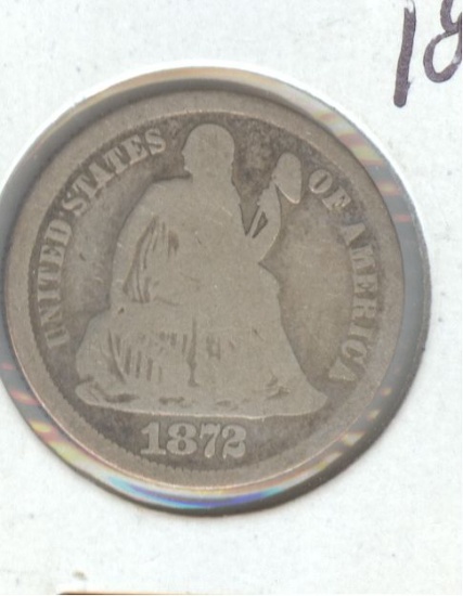 1872 SEATED LIBERTY DIME