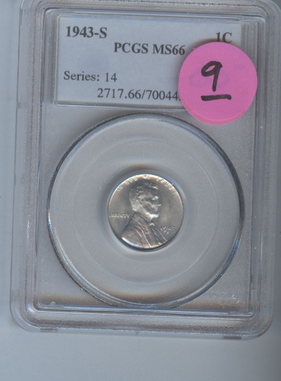 1943-S LINCOLN CENT, PCGS MS-66