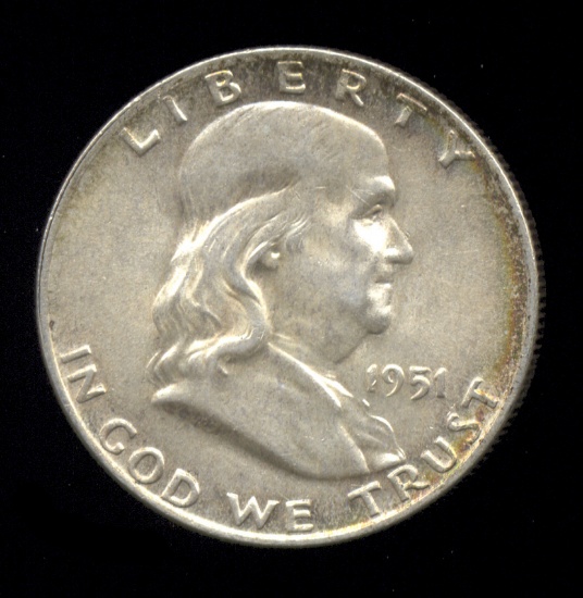 1951-D ... CH BU  UNC ... Franklin Half Dollar